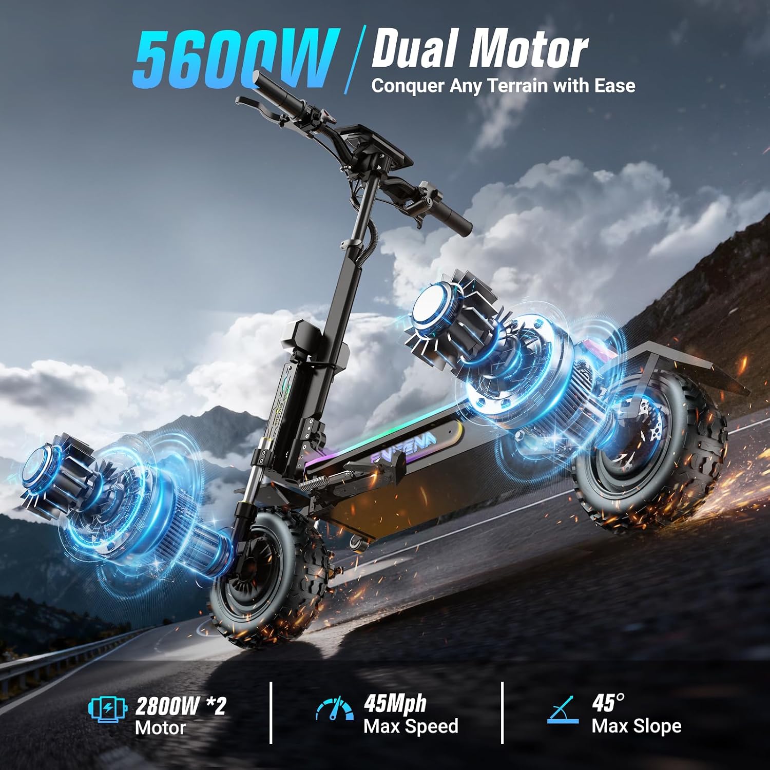 60V 5600W Dual Motor Electric Scooter - سكوتر كهربائي للبالغين - بمحرك مزدوج