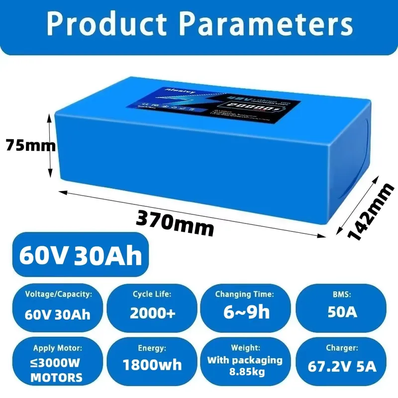 حزمة بطارية ليثيوم 21700 بجهد  - مراجعة 60V 30Ah Electric Scooter Battery وسعره