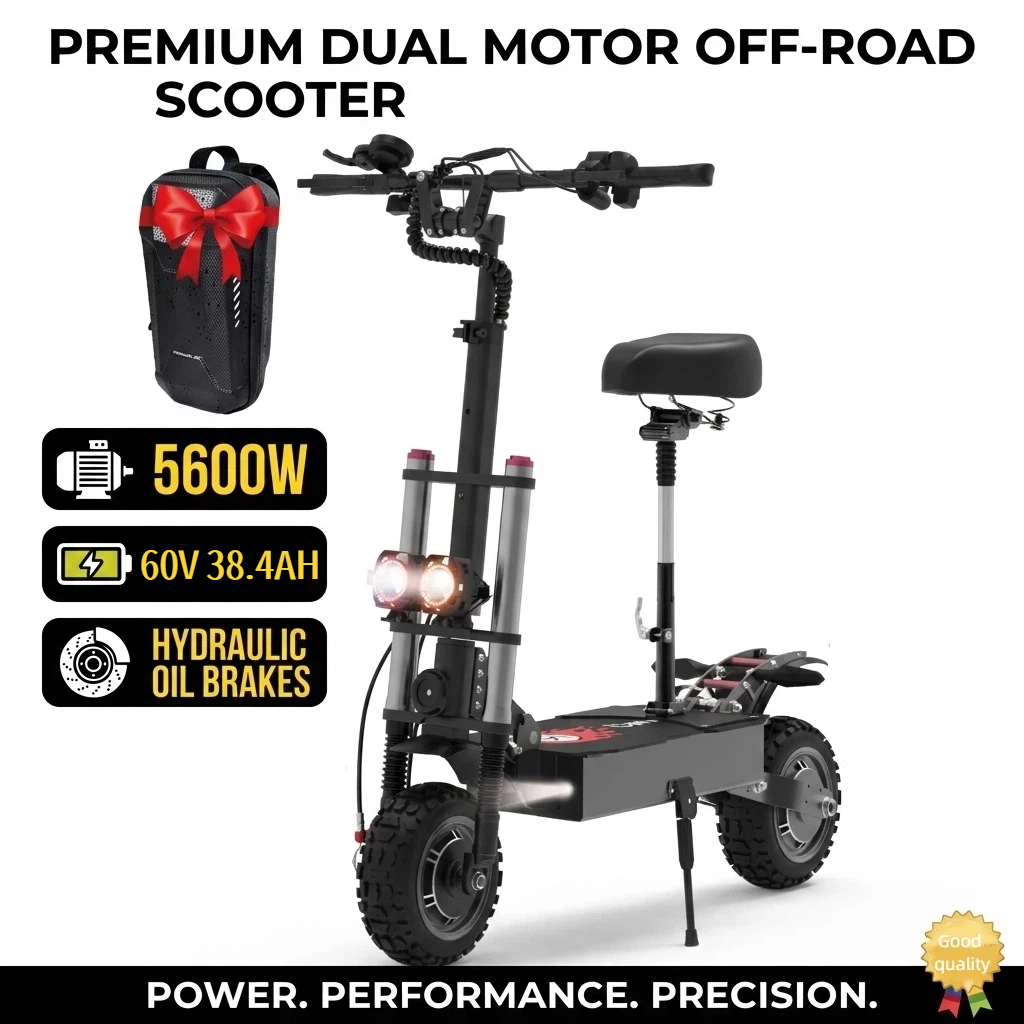 سكوتر كهربائي للبالغين، بمحرك  - مراجعة 60V 5600W Dual Motor Electric Scooter وسعره